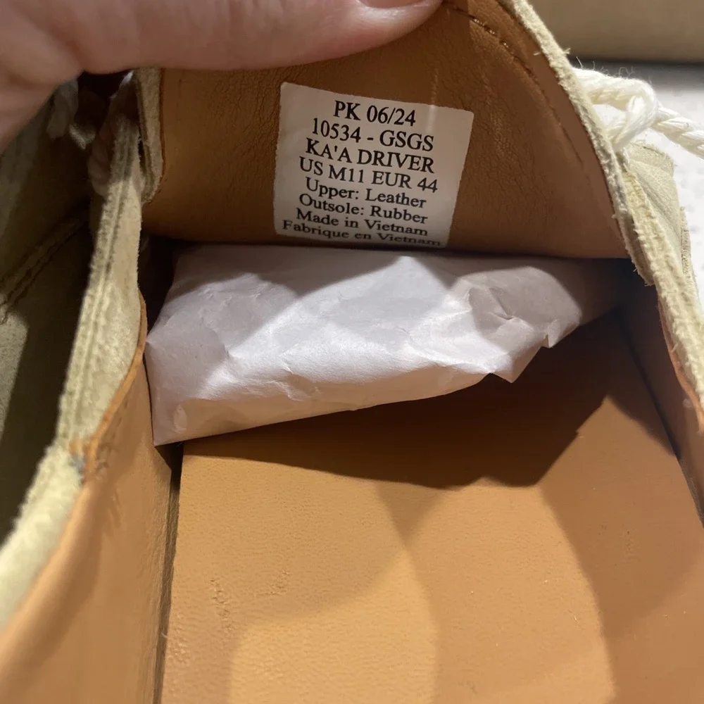 NWT‎ Olukai KA'A DRIVER Mens Size 11 Italian Suede Leather Loafers Golden Sand